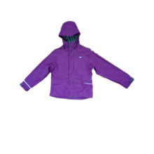 Purple Hooded PU Raincoat for Children